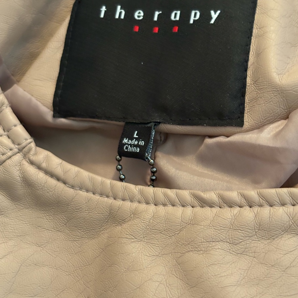 NWT Therapy Blush Motorcycle Jacket with Zippered Front Large Faux Leather - Picture 5 of 9